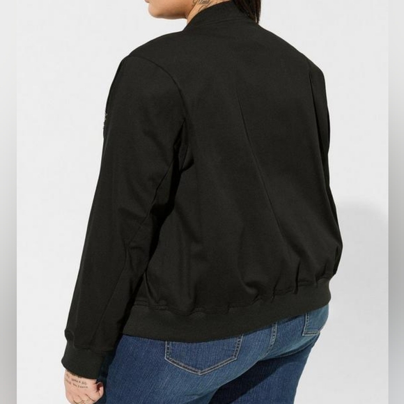 Stretch Twill Bomber Jacket Deep Black Size 2 - Picture 2 of 6